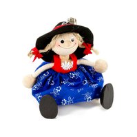 Drevená hračka na pružine dievča s čiernym klobúko